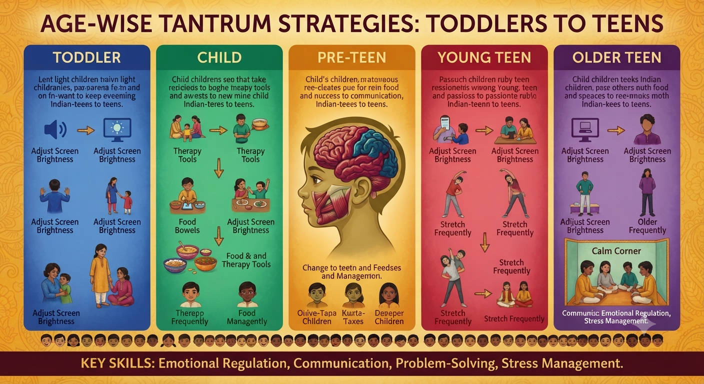Age-Wise Tantrum Strategies (2–5, 6–10, 11-18 Teens)