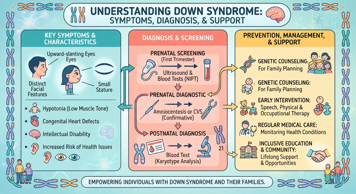 Down Syndrome - Symptoms, Diagnosis & Prevention 1 Down Syndrome - Symptoms, Diagnosis & Prevention